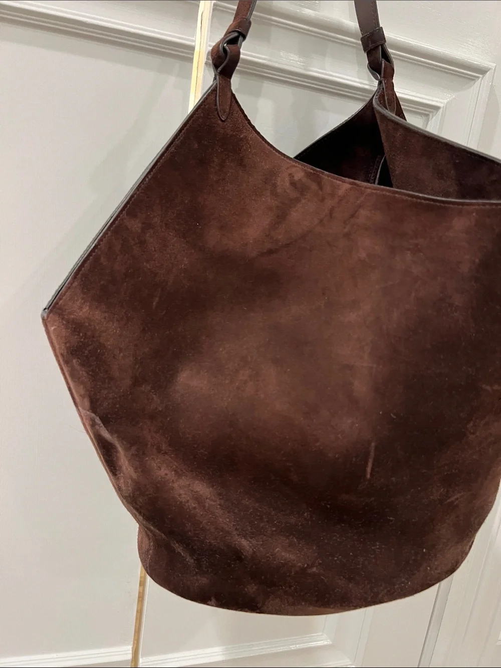 KHAITE Dark Brown Suede Hobo Bag - Picture 2 of 9